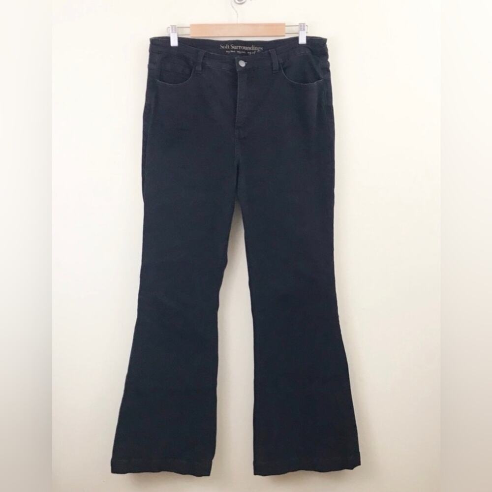 Soft Surroundings Black Flare Fit Wide Boot Stretch High Rise Denim Jeans 14